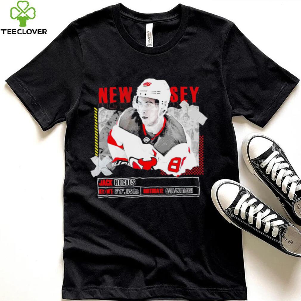 Jack Hughes New Jersey Devils ice hockey player information paper shirt Jack Hughes New Jersey Devils ice hockey player information paper shirt