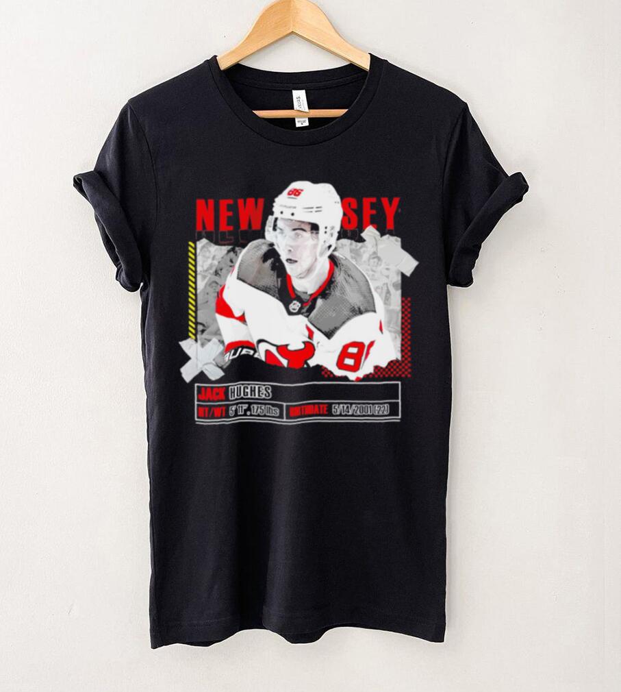 Jack Hughes New Jersey Devils ice hockey player information paper shirt Jack Hughes New Jersey Devils ice hockey player information paper shirt