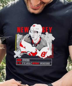 Jack Hughes New Jersey Devils ice hockey player information paper shirt 7 Jack Hughes New Jersey Devils ice hockey player information paper shirt