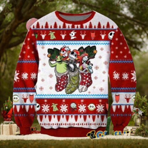 Jack Sally And Oogie Boogie Blue Funny Couples Ugly Christmas Sweaters