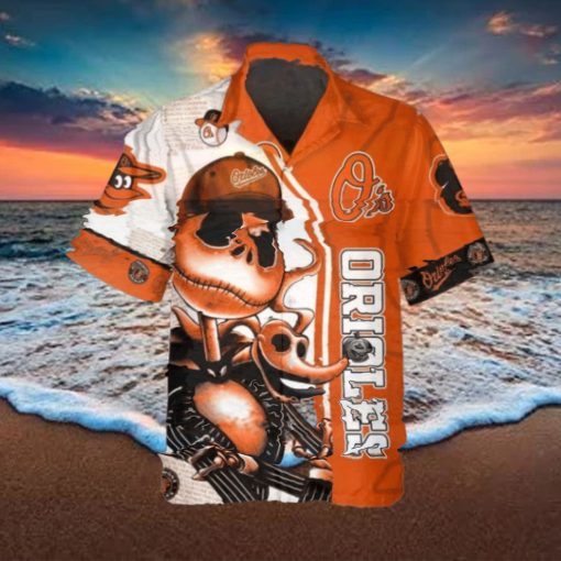 Jack Skeleton Baltimore Orioles Hawaiian Shirt, Baltimore Orioles Aloha Shirt, MLB Hawaiian Shirt