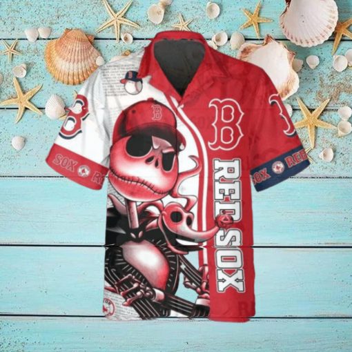 Jack Skeleton Boston Red Sox Hawaiian Shirt, Red Sox Aloha Shirt, MLB Hawaiian Shirt