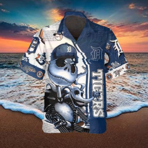 Jack Skeleton Detroit Tigers Hawaiian Shirt, Detroit Tigers Aloha Shirt, MLB Hawaiian Shirt