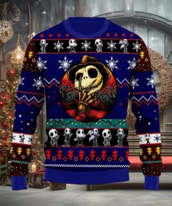 Jack Skellington Blue Knitted 3D Sweater For Christmas