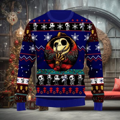 Jack Skellington Blue Knitted 3D Sweater For Christmas