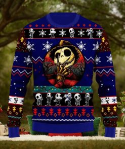 Jack Skellington Blue Knitted 3D Sweater For Christmas