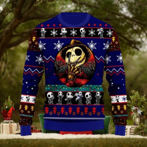 Jack Skellington Blue Knitted 3D Sweater For Christmas