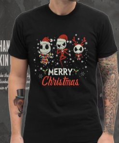 Jack Skellington Merry Christmas Machine Embroidery Effects T Shirt