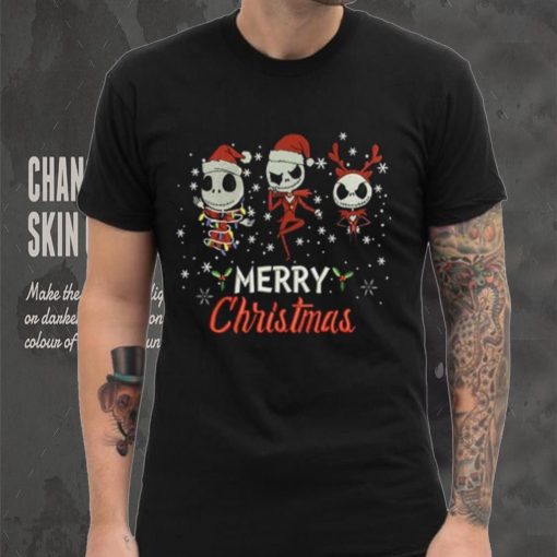 Jack Skellington Merry Christmas Machine Embroidery Effects T Shirt