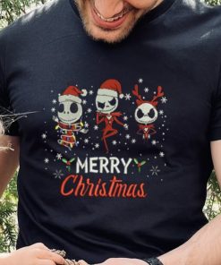 Jack Skellington Merry Christmas Machine Embroidery Effects T Shirt
