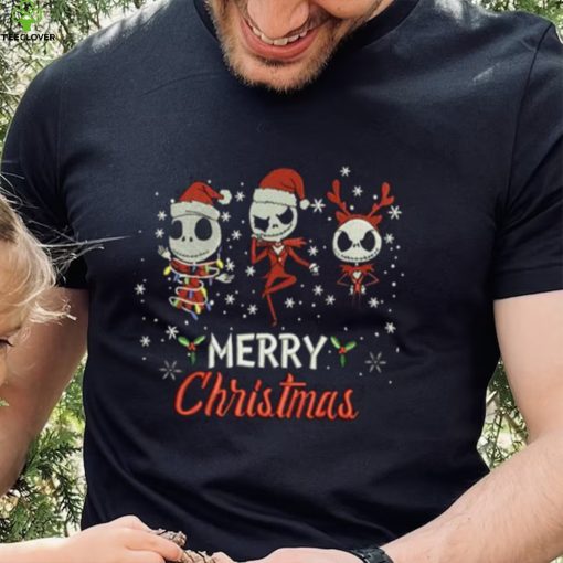 Jack Skellington Merry Christmas Machine Embroidery Effects T Shirt