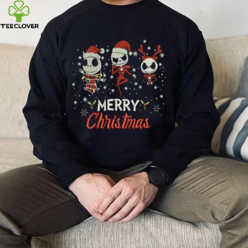 Jack Skellington Merry Christmas Machine Embroidery Effects T Shirt