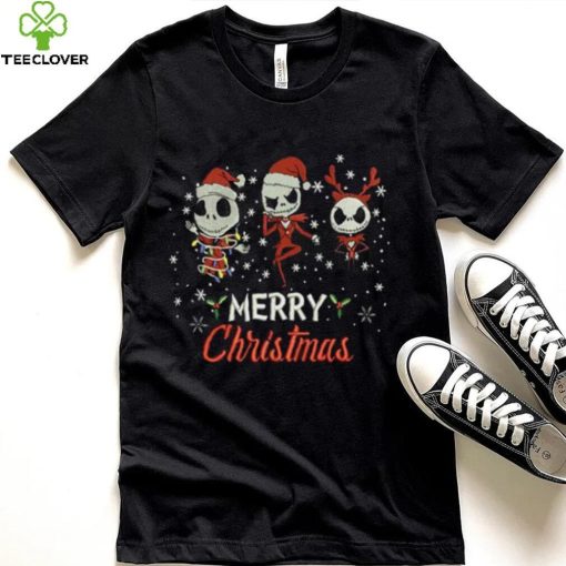Jack Skellington Merry Christmas Machine Embroidery Effects T Shirt