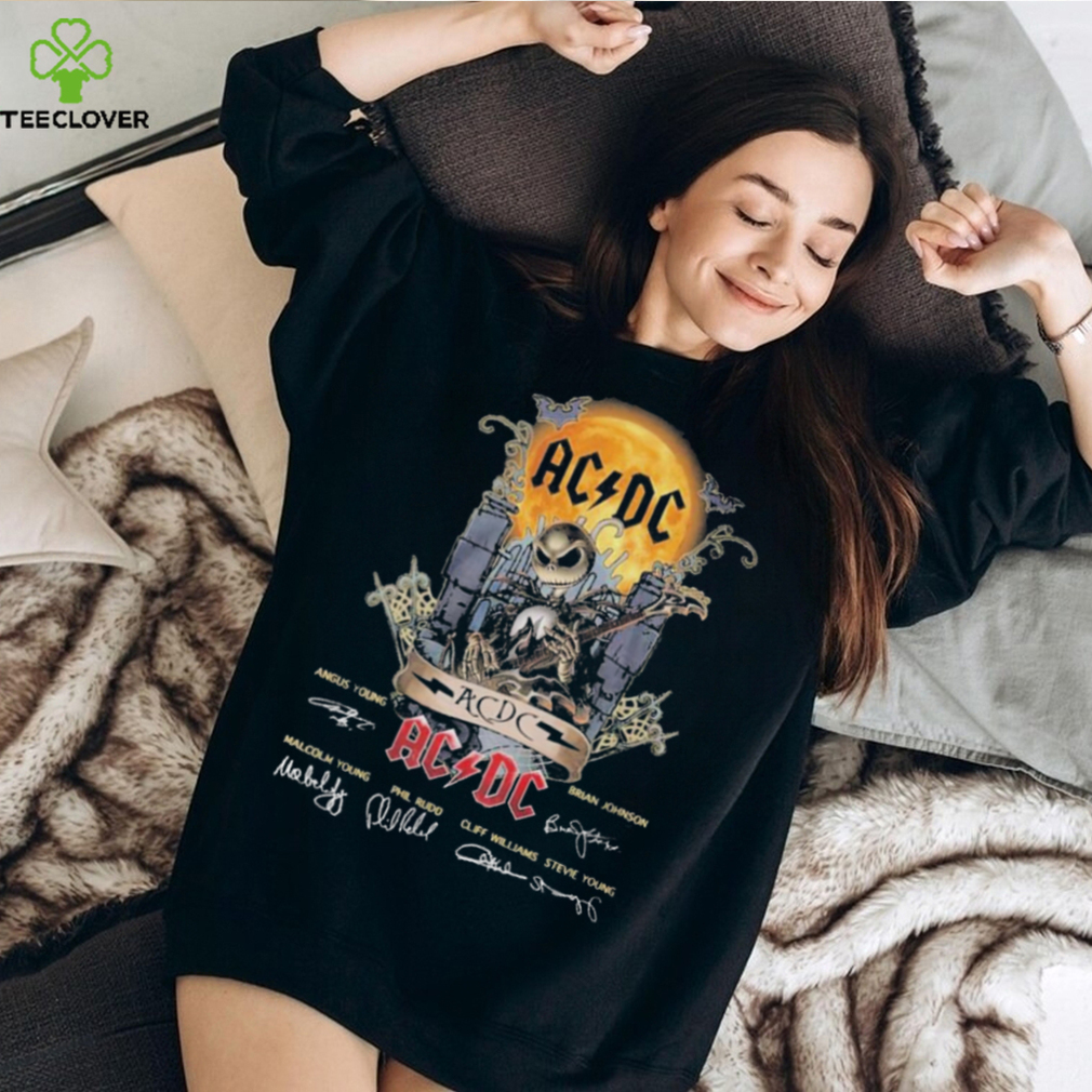 Jack Skellington Mix AC DC Signature Halloween Limited Edition T Shirt Jack Skellington Mix AC DC Signature Halloween Limited Edition T Shirt