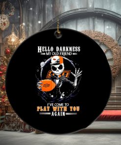 Jack Skellington Oklahoma State Cowboys hello darkness my old friend ornament