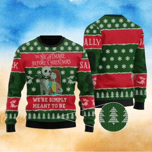 Jack and Sally We’re Simply Meant to Be Christmas For Christmas Gifts Ugly Xmas Wool Knitted Sweater