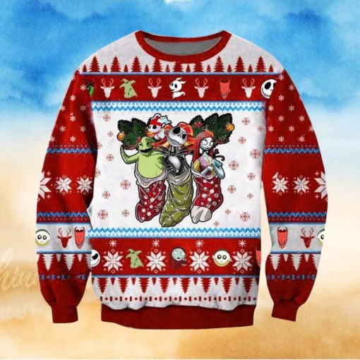 Jack and Sally and Boogie Christmas For Christmas Gifts Ugly Christmas Wool Knitted Sweater