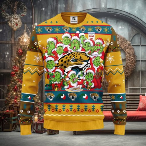 Jacksonville Jaguars 12 Grinch Xmas Day Christmas Ugly Sweater