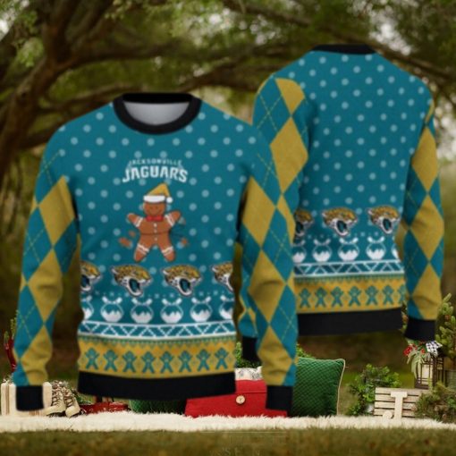 Jacksonville Jaguars Christmas Gingerbread Man Ugly Christmas Sweater Cute Christmas Gift