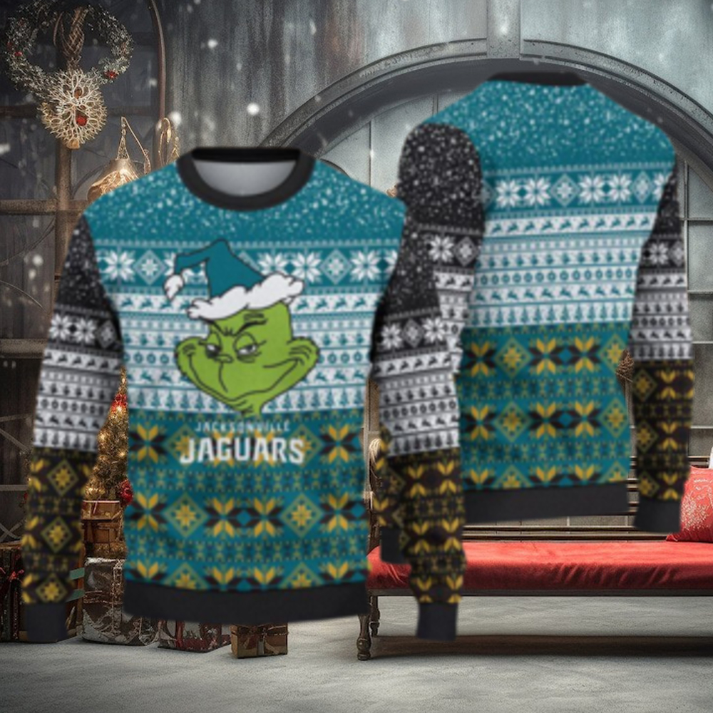 Jacksonville Jaguars Christmas Grinch Knitted Ugly Christmas Sweater AOP  Gift For Men And Women