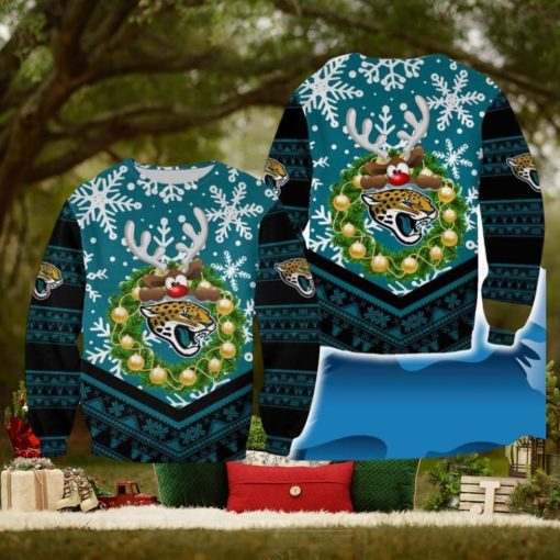 Jacksonville Jaguars Christmas Reindeer Crochet All Over Print 3D Sweater For Fans Gift Christmas