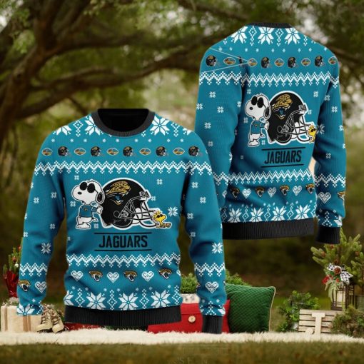 Jacksonville Jaguars Cute The Snoopy Show Football Helmet Christmas Ugly Sweater Gift Holiday