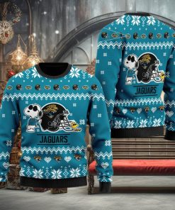Jacksonville Jaguars Cute The Snoopy Show Football Helmet Christmas Ugly Sweater Gift Holiday