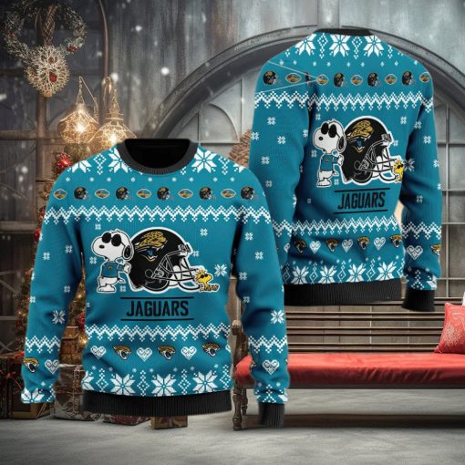 Jacksonville Jaguars Cute The Snoopy Show Football Helmet Christmas Ugly Sweater Gift Holiday
