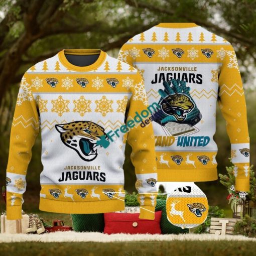 Jacksonville Jaguars Fans Logo Snowflake Pattern Yellow Ugly Christmas Sweater