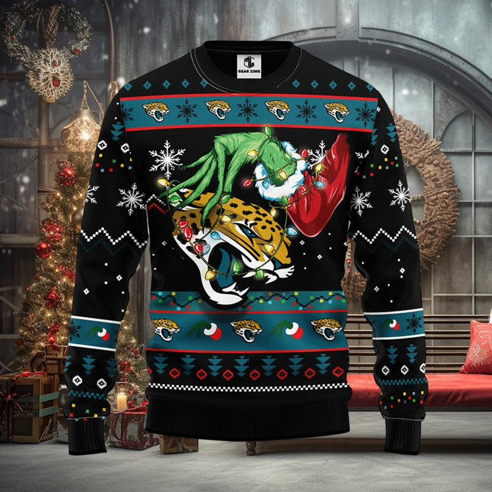 Jacksonville Jaguars Grinch Christmas Ugly Sweater - Teeclover