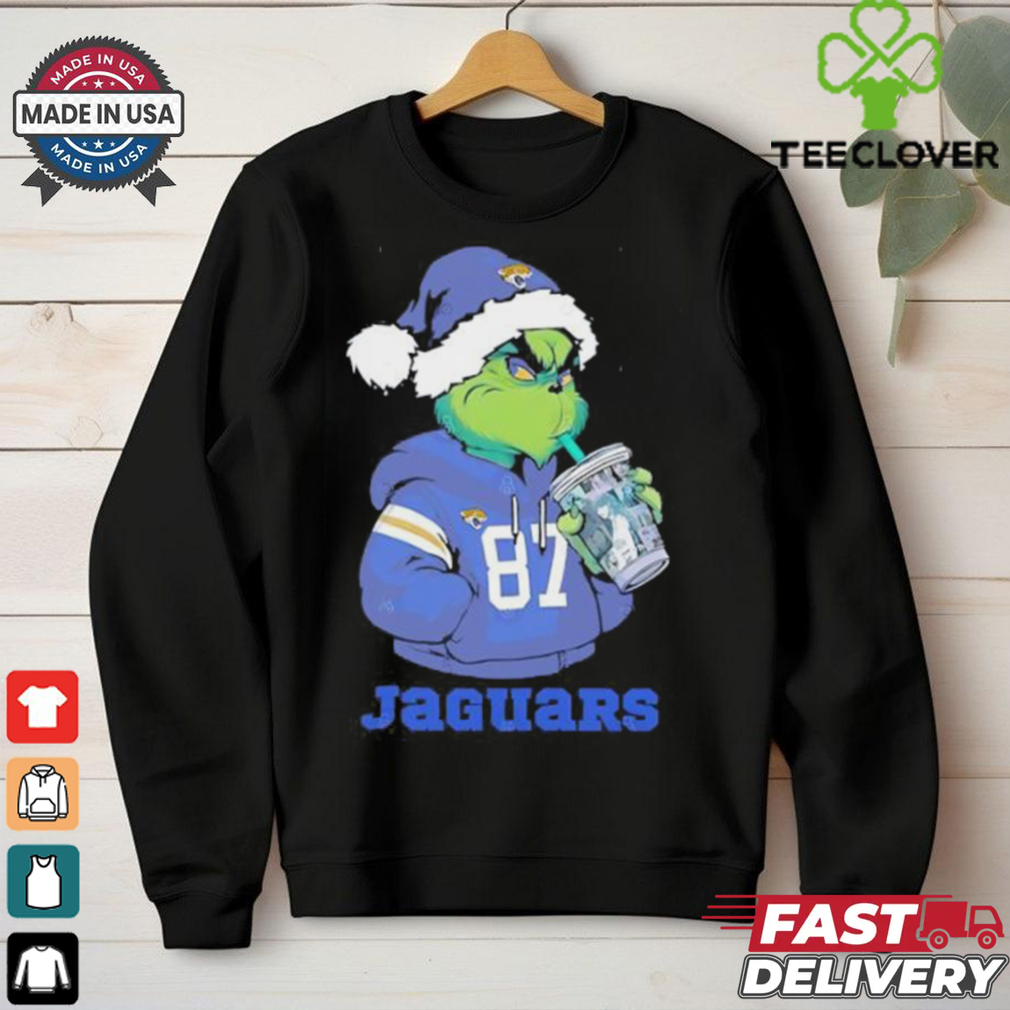 Jacksonville Jaguars Grinch Santa drinking Eras Tour cup shirt Jacksonville Jaguars Grinch Santa drinking Eras Tour cup shirt