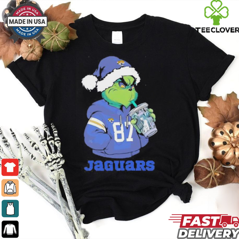 Jacksonville Jaguars Grinch Santa drinking Eras Tour cup shirt Jacksonville Jaguars Grinch Santa drinking Eras Tour cup shirt