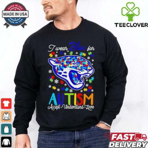 Jacksonville Jaguars I wear blue for Autism accept understand love T shirt