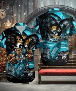 Jacksonville Jaguars Mascot Design NFL Hawaiian Shirt, Jacksonville Jaguars Fan Shirt