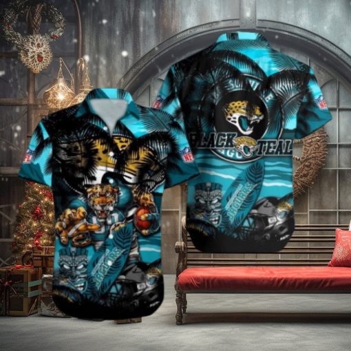 Jacksonville Jaguars Mascot Design NFL Hawaiian Shirt, Jacksonville Jaguars Fan Shirt