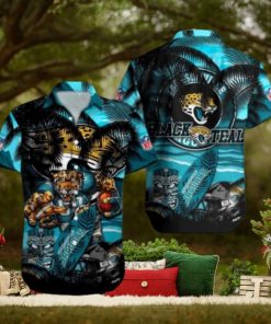 Jacksonville Jaguars Mascot Design NFL Hawaiian Shirt, Jacksonville Jaguars Fan Shirt