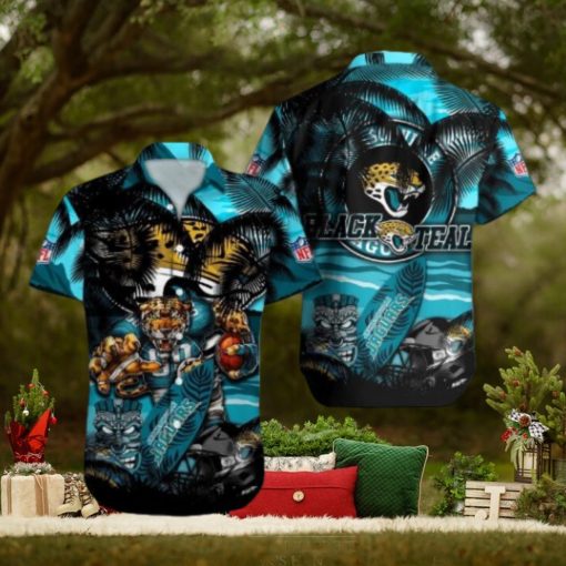 Jacksonville Jaguars Mascot Design NFL Hawaiian Shirt, Jacksonville Jaguars Fan Shirt