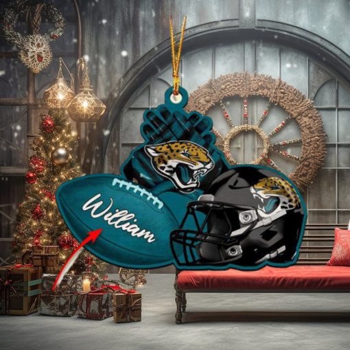 Jacksonville Jaguars NFL Custom Name Rugby Ball Helmet Custom Shape Christmas Ornament