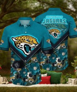 Jacksonville Jaguars NFL Flower Pattern Hawaiian Shirt, Jaguars Fan Shirt