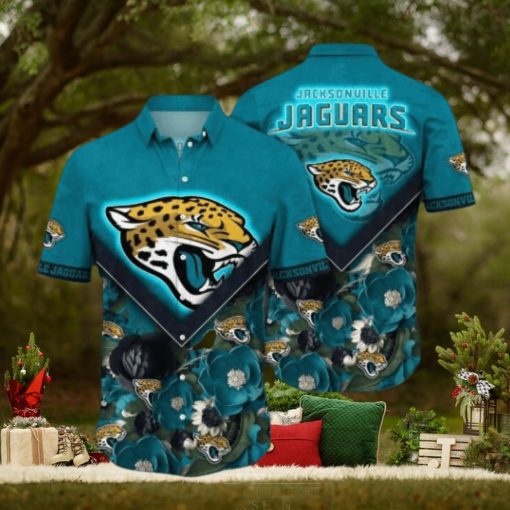 Jacksonville Jaguars NFL Flower Pattern Hawaiian Shirt, Jaguars Fan Shirt