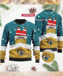 Jacksonville Jaguars NFL Football Team Logo Symbol Santa Claus Custom Name Personalized 3D Ugly Christmas Sweater Shirt For Men And Women On Xmas Days