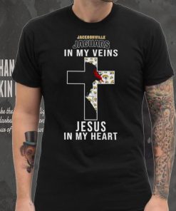 Jacksonville Jaguars NFL In My Veins Jesus In My Heart Cross 2024 T Shirt