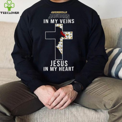 Jacksonville Jaguars NFL In My Veins Jesus In My Heart Cross 2024 T Shirt