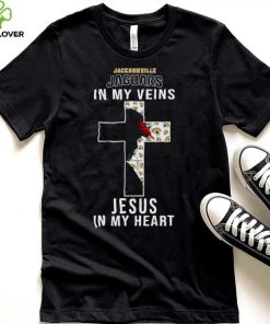 Jacksonville Jaguars NFL In My Veins Jesus In My Heart Cross 2024 T Shirt