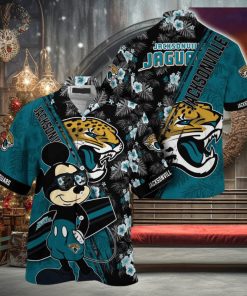 Jacksonville Jaguars NFL Summer Hawaii Shirt Mickey And Floral Pattern For Sports Fans