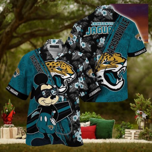 Jacksonville Jaguars NFL Summer Hawaii Shirt Mickey And Floral Pattern For Sports Fans