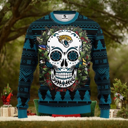 Jacksonville Jaguars Skull Flower Ugly Christmas Ugly Sweater