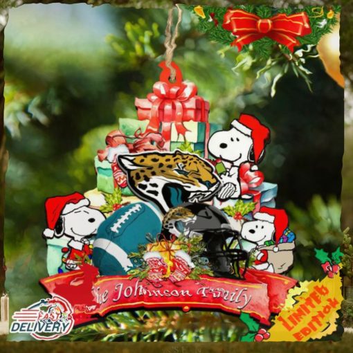 Jacksonville Jaguars Snoopy And NFL Sport Ornament Personalized Your Family Name