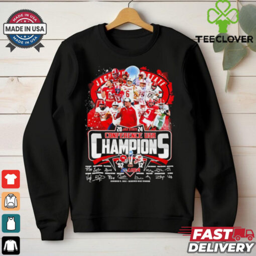 Jacksonville State Gamecocks 2024 Conference USA Champions 52 12 all team signature shirt