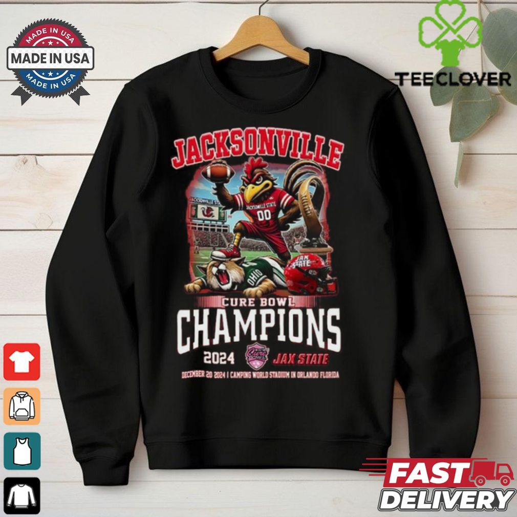 Jacksonville State Gamecocks Cure Bowl Champions Of 2024 Proud Mascot Shirt Jacksonville State Gamecocks Cure Bowl Champions Of 2024 Proud Mascot Shirt